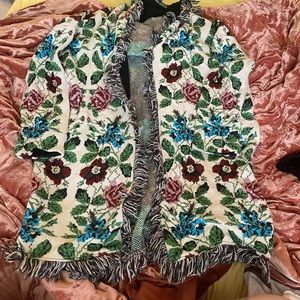 Floral long tapestry cardigan
